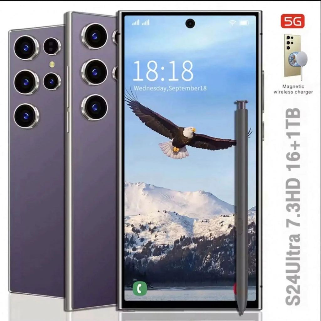 Nouveau téléphone Android S24 Ultra 5G d'origine, déverrouillé, écran 6,7 pouces, 12 Go + 512 Go, compatible 3G et 4G (modèle 2024).