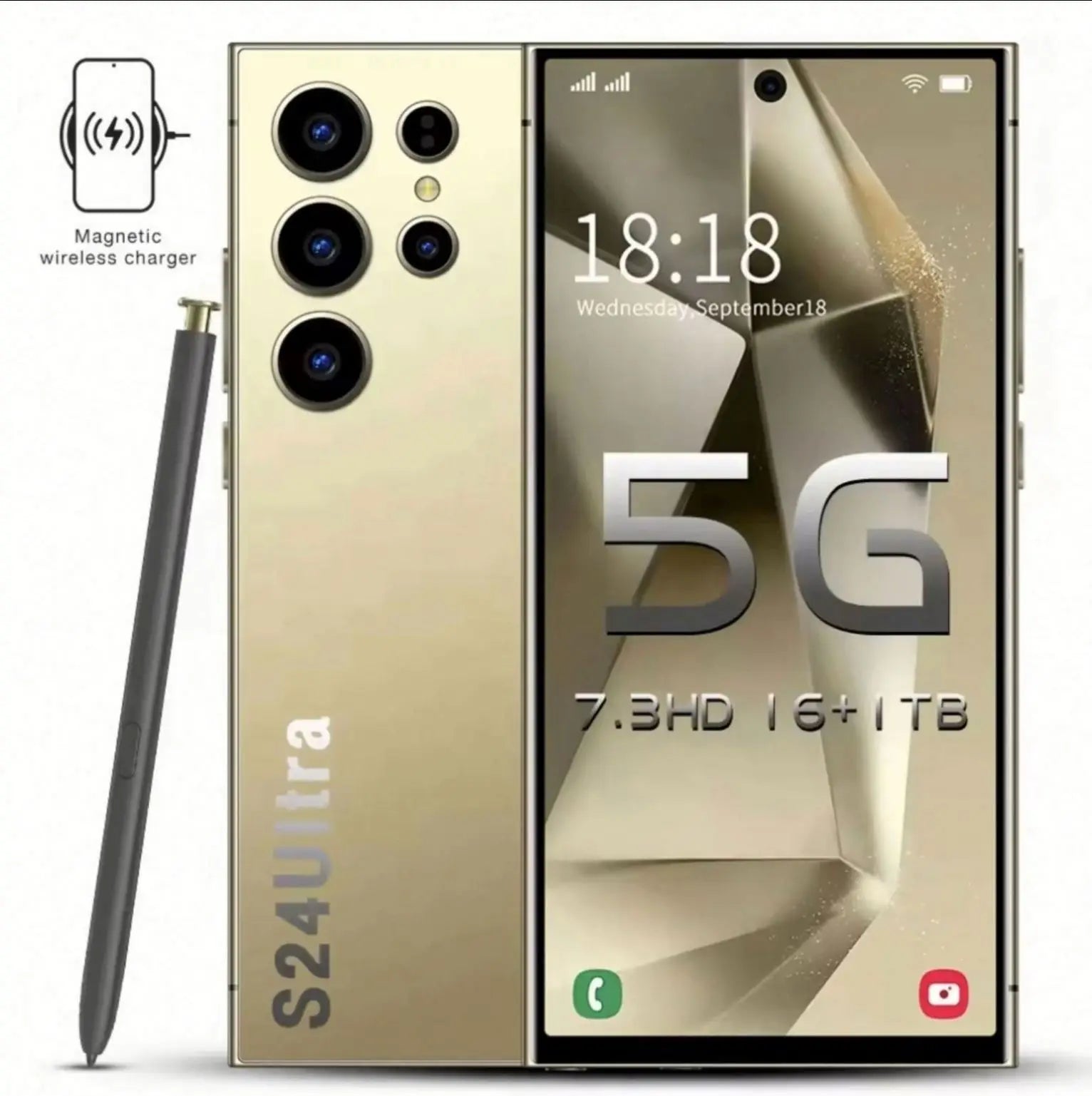 Nouveau téléphone Android S24 Ultra 5G d'origine, déverrouillé, écran 6,7 pouces, 12 Go + 512 Go, compatible 3G et 4G (modèle 2024).