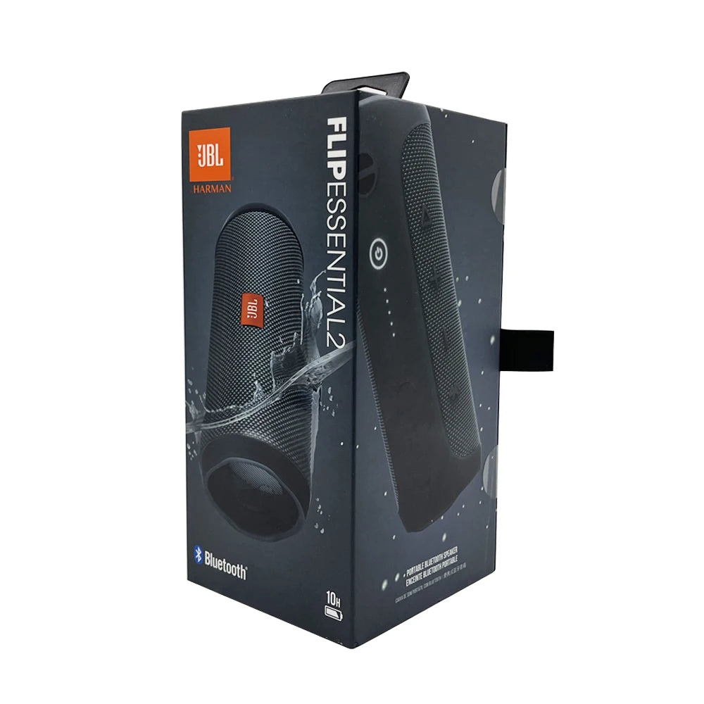 Enceinte Bluetooth sans fil JBL FLIP ESSENTIAL 2, portable, avec caisson de basses, étanche IPX7 et enceinte de bureau.