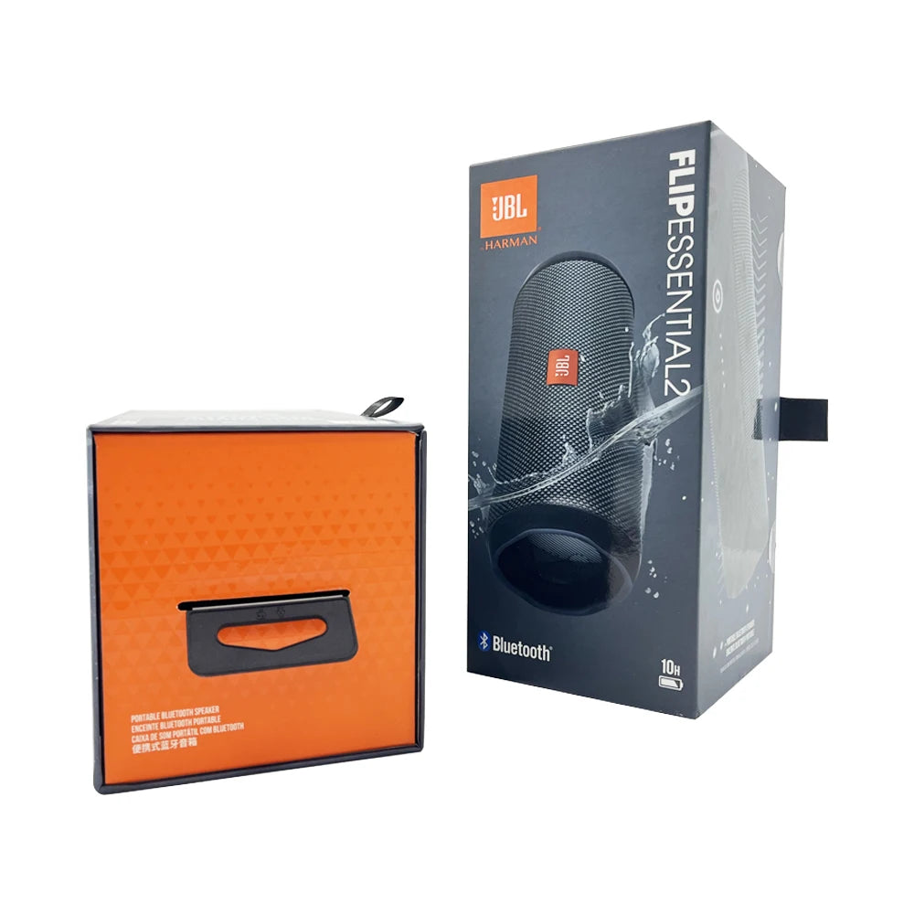 Enceinte Bluetooth sans fil JBL FLIP ESSENTIAL 2, portable, avec caisson de basses, étanche IPX7 et enceinte de bureau.
