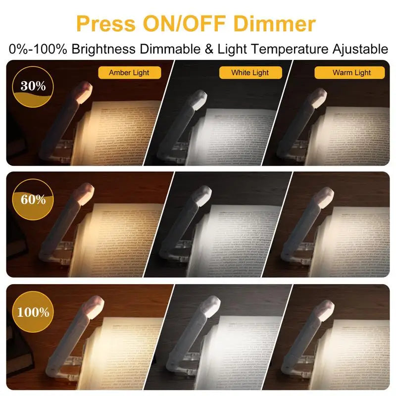 Mini lampe de lecture à pince LED, petite veilleuse rechargeable USB, luminosité réglable, protection des yeux, lampe de lecture portable intelligente