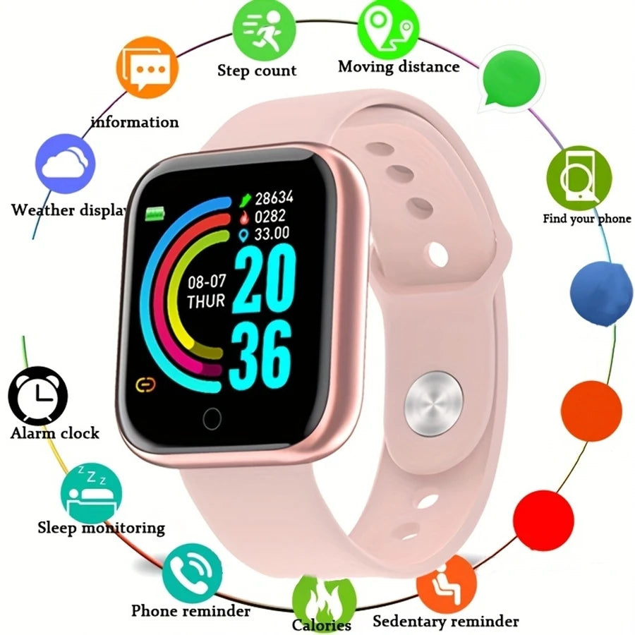 Montre connectée pour homme et femme, bracelet connecté avec messagerie et suivi d'activité, cadeau d'anniversaire, horloge électronique pour Android et iOS.