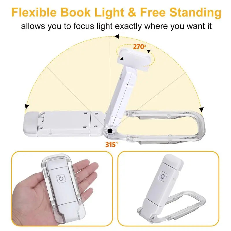 Mini lampe de lecture à pince LED, petite veilleuse rechargeable USB, luminosité réglable, protection des yeux, lampe de lecture portable intelligente