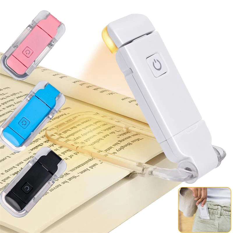 Mini lampe de lecture à pince LED, petite veilleuse rechargeable USB, luminosité réglable, protection des yeux, lampe de lecture portable intelligente