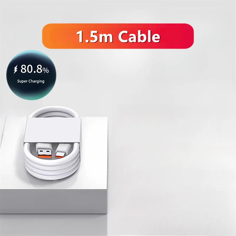 Chargeur ultra-rapide 6A 66W avec câble USB-C pour Huawei Mate 40, 50, 60, P50, P60, Nova 8, 9, 10, Honor 50, 70, 90, 100, 200 Lite, X7, X8, X9 et Magic 5