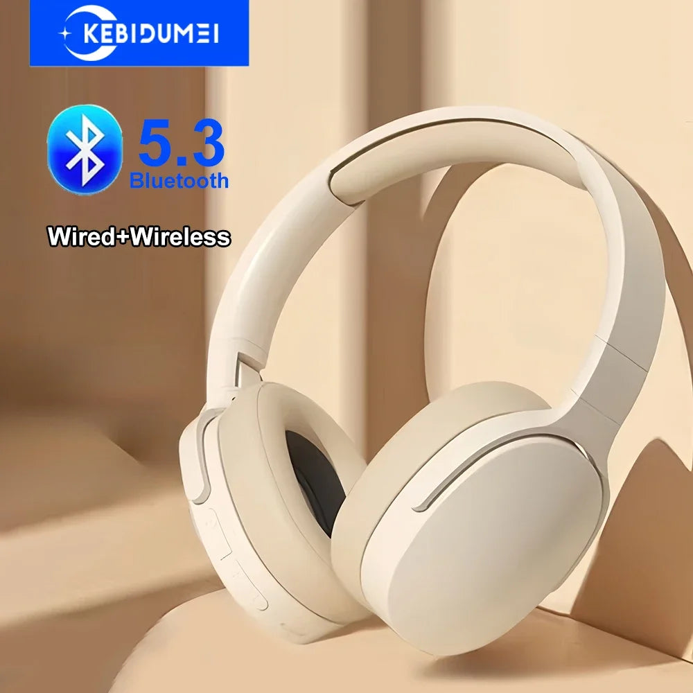Casque audio Bluetooth 5.3 pour jeux vidéo, écouteurs sans fil double mode, pliables, avec réduction de bruit et compatible avec iPhone et Xiaomi.