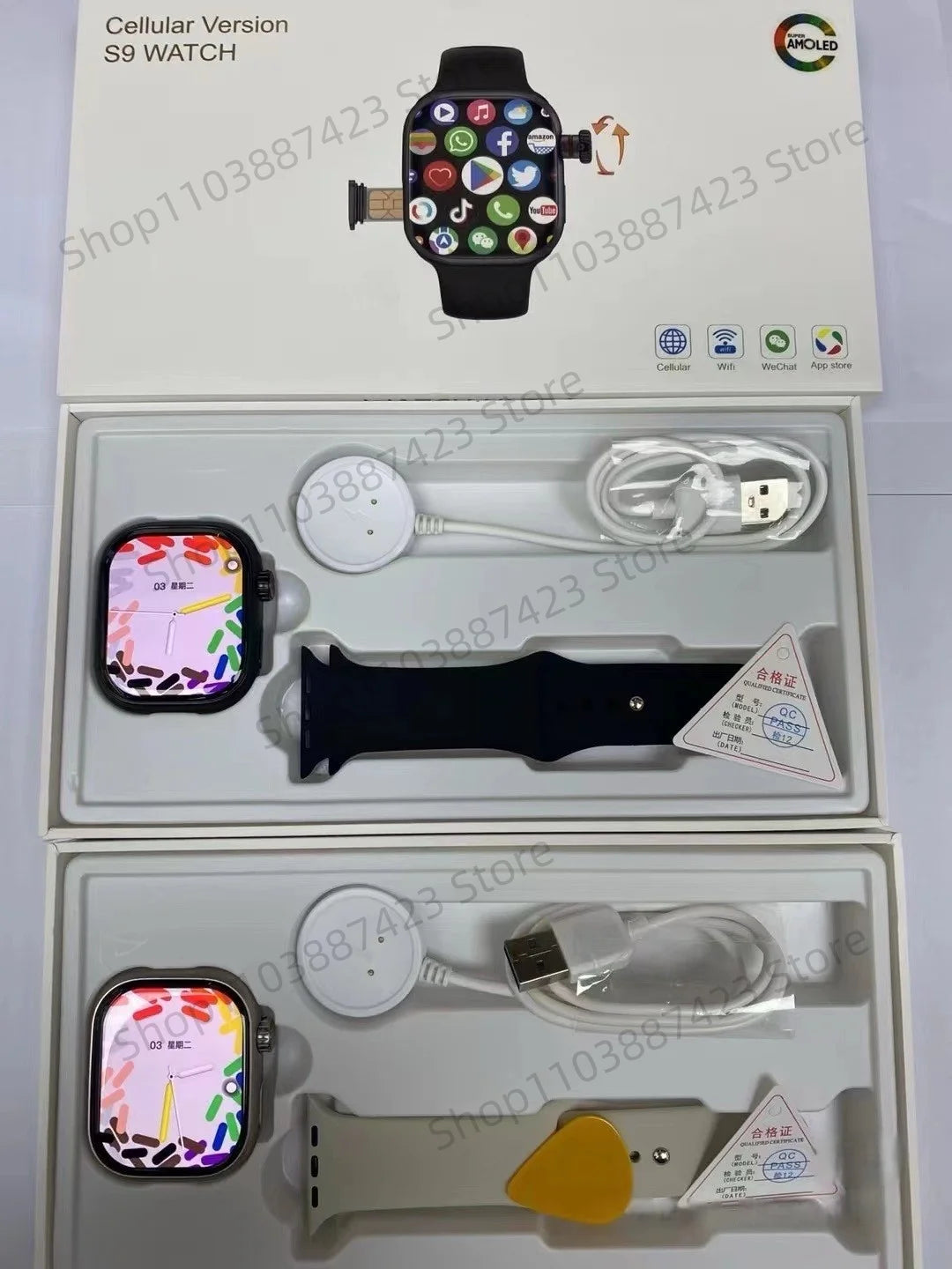 Montre connectée CD99 X 5G, écran AMOLED 2,29 pouces, connectivité 5G LTE, caméra rotative à 180°, GPS, Wi-Fi, emplacement pour carte SIM et suivi de santé.