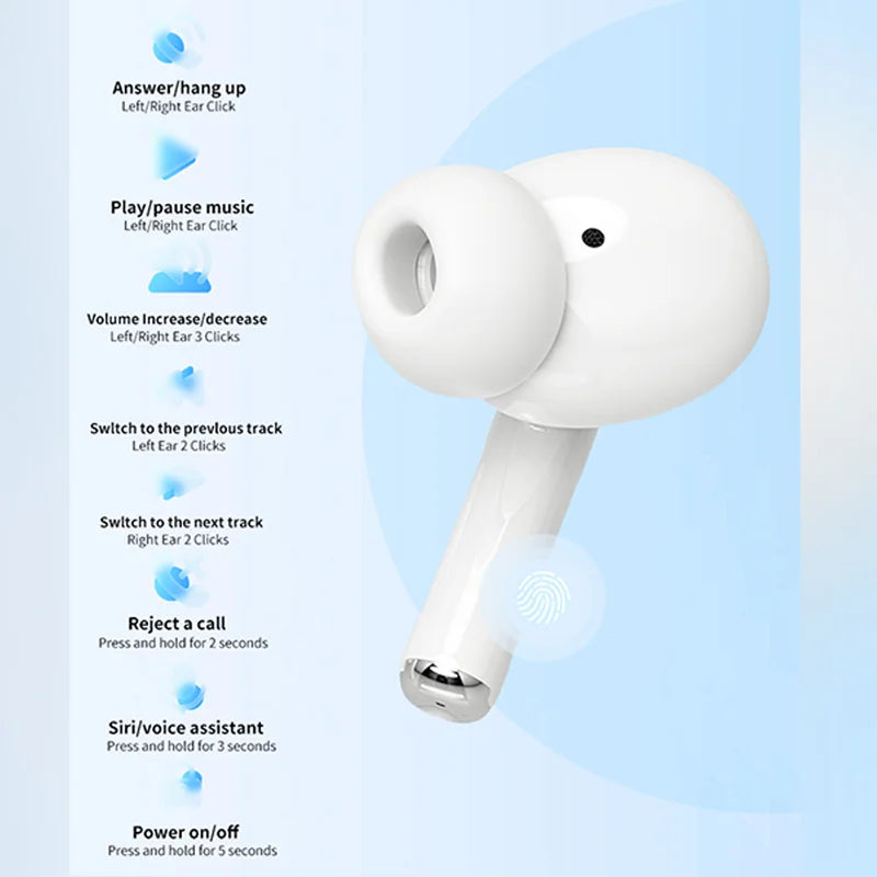 Écouteurs sans fil Bluetooth Air Pro 2025 TWS, oreillettes HiFi avec réduction de bruit, étanches, compatibles iPhone et Android