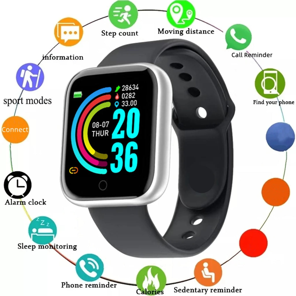 Montre connectée pour homme et femme, bracelet connecté avec messagerie et suivi d'activité, cadeau d'anniversaire, horloge électronique pour Android et iOS.